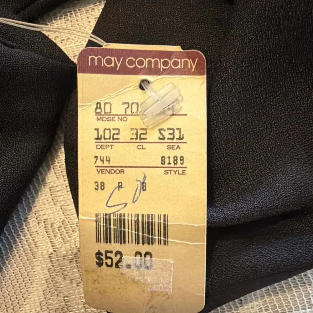 NWT Vintage 90s Melrose Black Pleated Tapered Wide Leg34x32 Dressy Classic MayCo